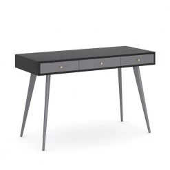 Modern 19.7 in. Black Oak 3-Drawer Writing Desk Computer Desk with Oak Grain by sumyeg