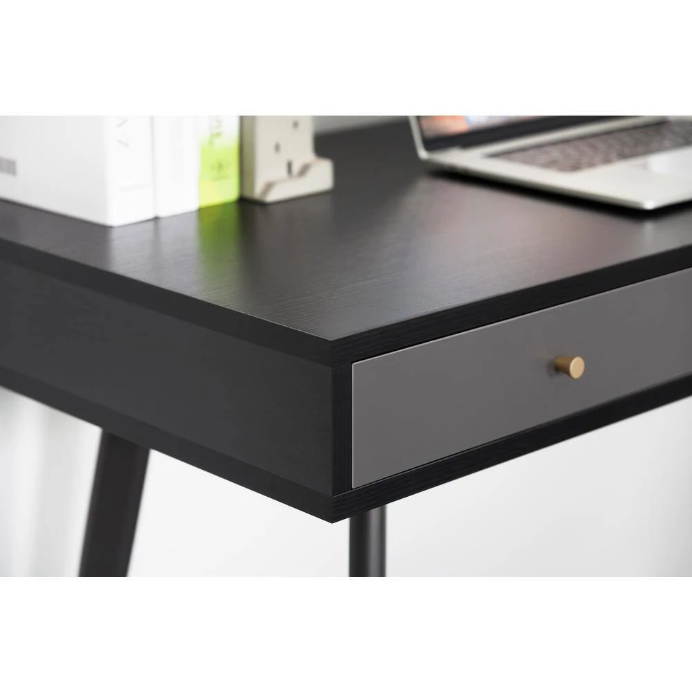 Modern 19.7 in. Black Oak 3-Drawer Writing Desk Computer Desk with Oak Grain by sumyeg 6 Modern 19.7 in. Black Oak 3-Drawer Writing Desk Computer Desk with Oak Grain by sumyeg - Image 4
