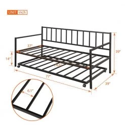 Twin Metal Lounge Daybed Frame with Trundle for Living Room Guest Room by Polibi 12 Twin Metal Lounge Daybed Frame with Trundle for Living Room Guest Room by Polibi -Cheap sumyeg Store black u polibi daybeds rs mtstd u 40 1000
