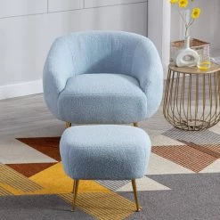 Blue Modern Comfy Leisure Altay Velvet Armchair with Ottoman by Polibi 23 Blue Modern Comfy Leisure Altay Velvet Armchair with Ottoman by Polibi -Cheap sumyeg Store blue polibi accent chairs rs mclaa bu 31 1000