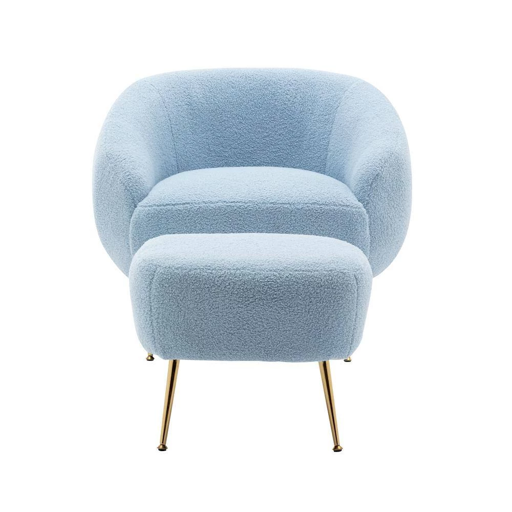 Blue Modern Comfy Leisure Altay Velvet Armchair with Ottoman by Polibi 9 Blue Modern Comfy Leisure Altay Velvet Armchair with Ottoman by Polibi - Image 7