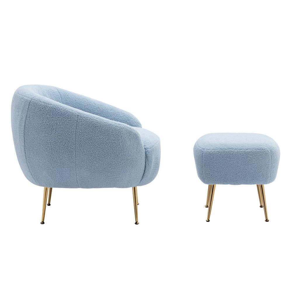 Blue Modern Comfy Leisure Altay Velvet Armchair with Ottoman by Polibi 8 Blue Modern Comfy Leisure Altay Velvet Armchair with Ottoman by Polibi - Image 6