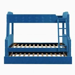 Blue Twin over Full Upholstered Bunk Bed with Trundle and Ladder, Tufted Button Design by Polibi 15 Blue Twin over Full Upholstered Bunk Bed with Trundle and Ladder, Tufted Button Design by Polibi -Cheap sumyeg Store blue polibi bunk beds mb tfbbt bu c3 1000