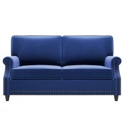 64.50 in. Modern Blue Velvet Rolled Arm 2 Seat Loveseats with Nailhead Decoration by Polibi 16 64.50 in. Modern Blue Velvet Rolled Arm 2 Seat Loveseats with Nailhead Decoration by Polibi -Cheap sumyeg Store blue polibi loveseats rs 645mvl bu c3 1000