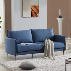 65.8 in. W Minimalism Blue Couch Linen Upholstery Arc Armrest 2-Seater Loveseat with High Resilience Seat Cushions by Polibi 21 65.8 in. W Minimalism Blue Couch Linen Upholstery Arc Armrest 2-Seater Loveseat with High Resilience Seat Cushions by Polibi -Cheap sumyeg Store blue polibi loveseats rs mcslu 31 1000
