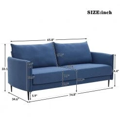 65.8 in. W Minimalism Blue Couch Linen Upholstery Arc Armrest 2-Seater Loveseat with High Resilience Seat Cushions by Polibi 14 65.8 in. W Minimalism Blue Couch Linen Upholstery Arc Armrest 2-Seater Loveseat with High Resilience Seat Cushions by Polibi -Cheap sumyeg Store blue polibi loveseats rs mcslu 40 1000