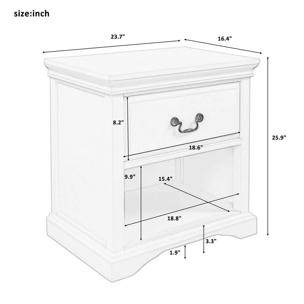 Nifty Blue 1-Drawer Solid Wood Nightstand with Free Storage Space (16.4 in. D x 23.7 in. W x 25.9 in. H) by Polibi 5 Nifty Blue 1-Drawer Solid Wood Nightstand with Free Storage Space (16.4 in. D x 23.7 in. W x 25.9 in. H) by Polibi - Image 3