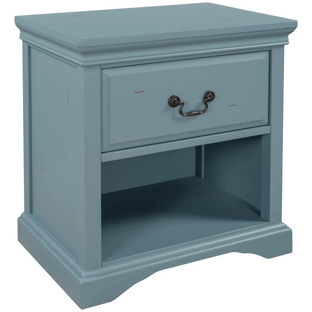 Nifty Blue 1-Drawer Solid Wood Nightstand with Free Storage Space (16.4 in. D x 23.7 in. W x 25.9 in. H) by Polibi 10 Nifty Blue 1-Drawer Solid Wood Nightstand with Free Storage Space (16.4 in. D x 23.7 in. W x 25.9 in. H) by Polibi - Image 8
