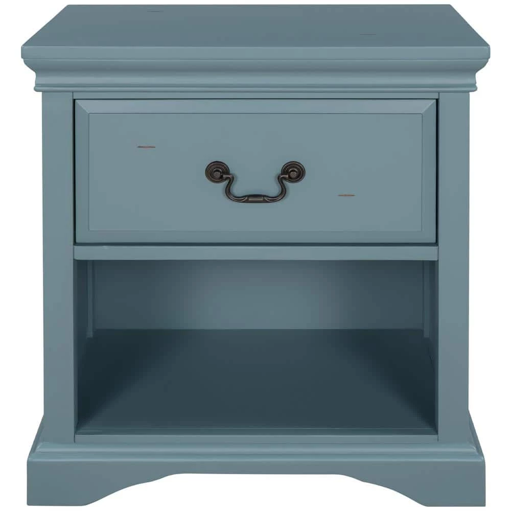 Nifty Blue 1-Drawer Solid Wood Nightstand with Free Storage Space (16.4 in. D x 23.7 in. W x 25.9 in. H) by Polibi 3 Nifty Blue 1-Drawer Solid Wood Nightstand with Free Storage Space (16.4 in. D x 23.7 in. W x 25.9 in. H) by Polibi