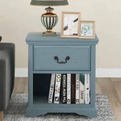 Nifty Blue 1-Drawer Solid Wood Nightstand with Free Storage Space (16.4 in. D x 23.7 in. W x 25.9 in. H) by Polibi 13 Nifty Blue 1-Drawer Solid Wood Nightstand with Free Storage Space (16.4 in. D x 23.7 in. W x 25.9 in. H) by Polibi -Cheap sumyeg Store blue polibi nightstands rs nwdsw bl e1 1000