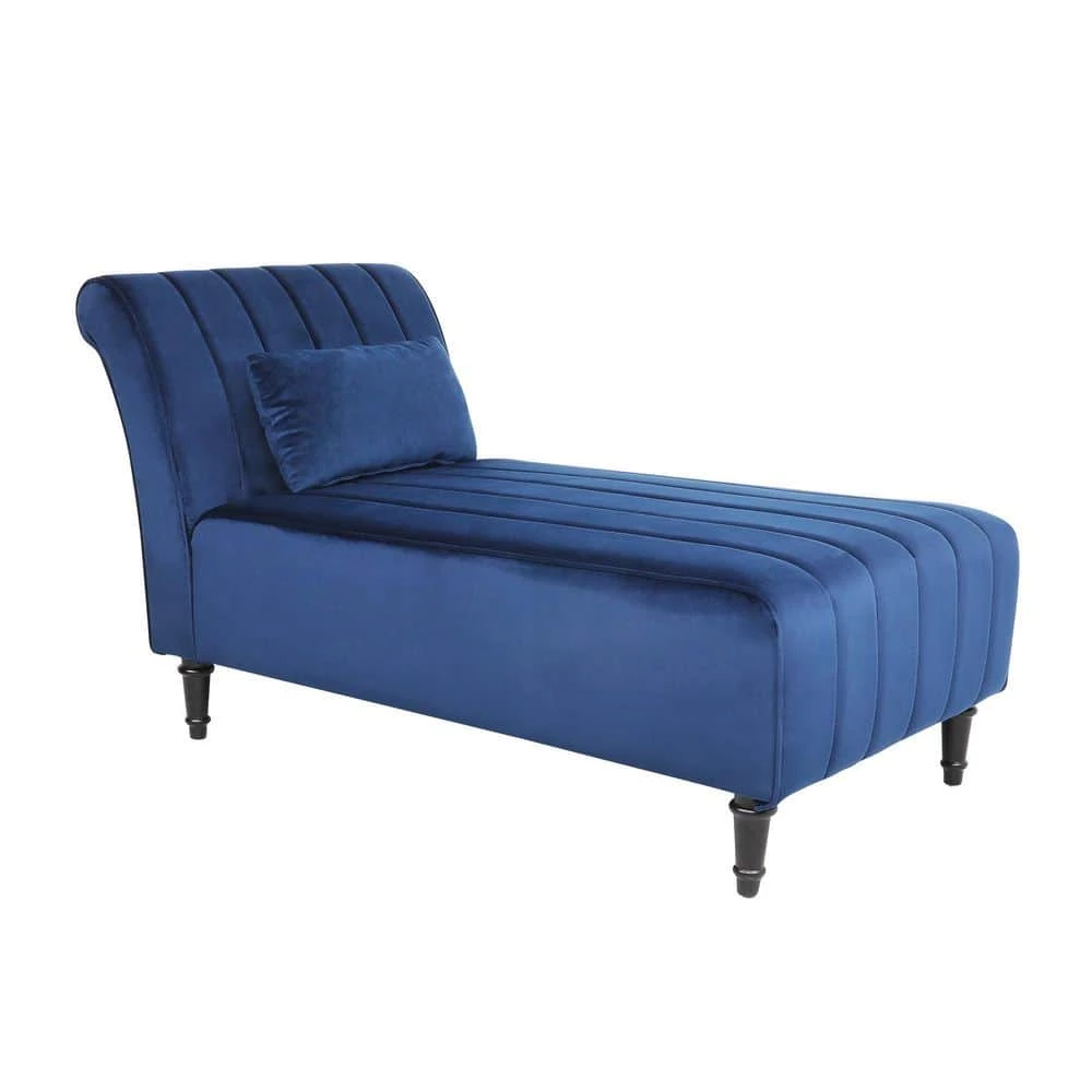 Blue Velvet Fabric Armless Chaise Lounge With Pillow For Living Room Bed Room by sumyeg 5 Blue Velvet Fabric Armless Chaise Lounge With Pillow For Living Room Bed Room by sumyeg - Image 3
