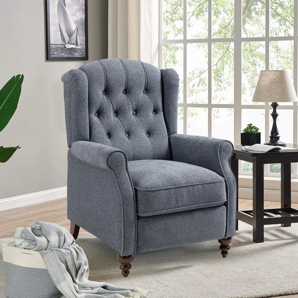 Blue Ergonomic Fabric Recliner Push Back Reclining Chair with Adjustable Footrest by sumyeg 9 Blue Ergonomic Fabric Recliner Push Back Reclining Chair with Adjustable Footrest by sumyeg - Image 8