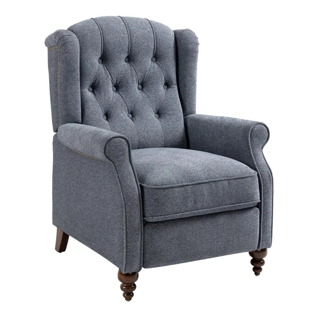 Blue Ergonomic Fabric Recliner Push Back Reclining Chair with Adjustable Footrest by sumyeg 2 Blue Ergonomic Fabric Recliner Push Back Reclining Chair with Adjustable Footrest by sumyeg