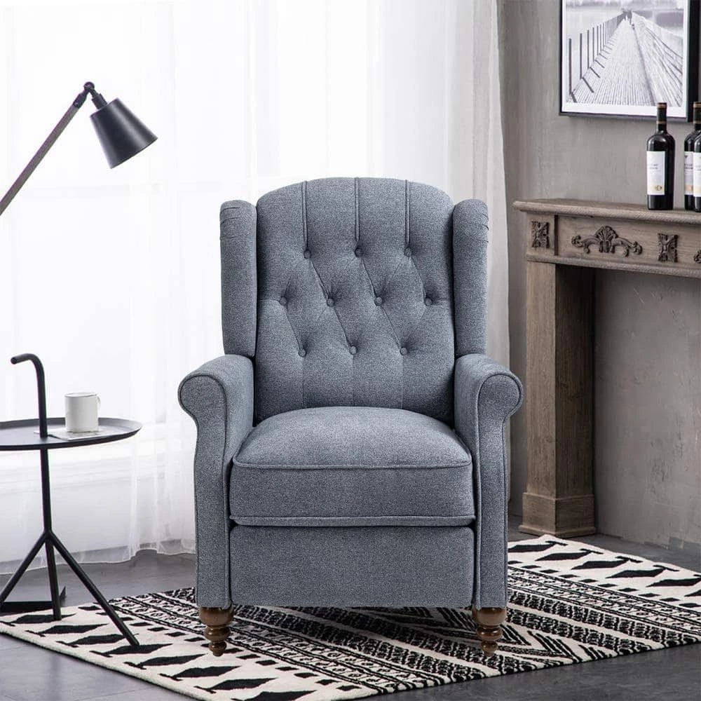 Blue Ergonomic Fabric Recliner Push Back Reclining Chair with Adjustable Footrest by sumyeg 3 Blue Ergonomic Fabric Recliner Push Back Reclining Chair with Adjustable Footrest by sumyeg - Image 2