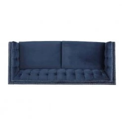 31.5 in. Flared Arm Sofa Velvet 3-Seater Rectangular Straight Sofa with Reversible Cushion in Blue by sumyeg 15 31.5 in. Flared Arm Sofa Velvet 3-Seater Rectangular Straight Sofa with Reversible Cushion in Blue by sumyeg -Cheap sumyeg Store blue sumyeg sofas couches sy 6w44 1d 1000