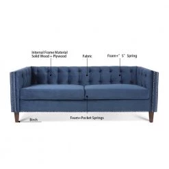 31.5 in. Flared Arm Sofa Velvet 3-Seater Rectangular Straight Sofa with Reversible Cushion in Blue by sumyeg 22 31.5 in. Flared Arm Sofa Velvet 3-Seater Rectangular Straight Sofa with Reversible Cushion in Blue by sumyeg -Cheap sumyeg Store blue sumyeg sofas couches sy 6w44 76 1000