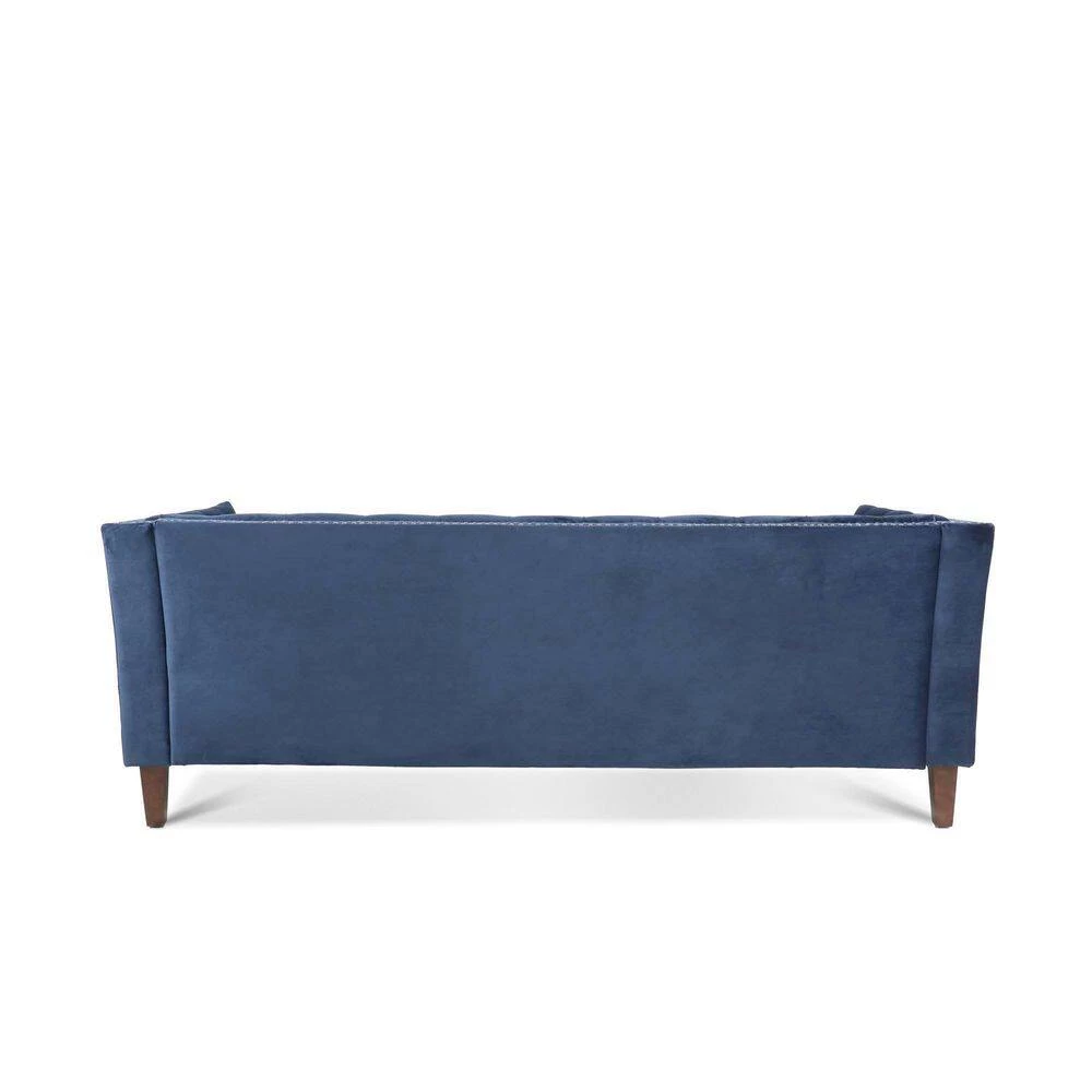 31.5 in. Flared Arm Sofa Velvet 3-Seater Rectangular Straight Sofa with Reversible Cushion in Blue by sumyeg 7 31.5 in. Flared Arm Sofa Velvet 3-Seater Rectangular Straight Sofa with Reversible Cushion in Blue by sumyeg - Image 5
