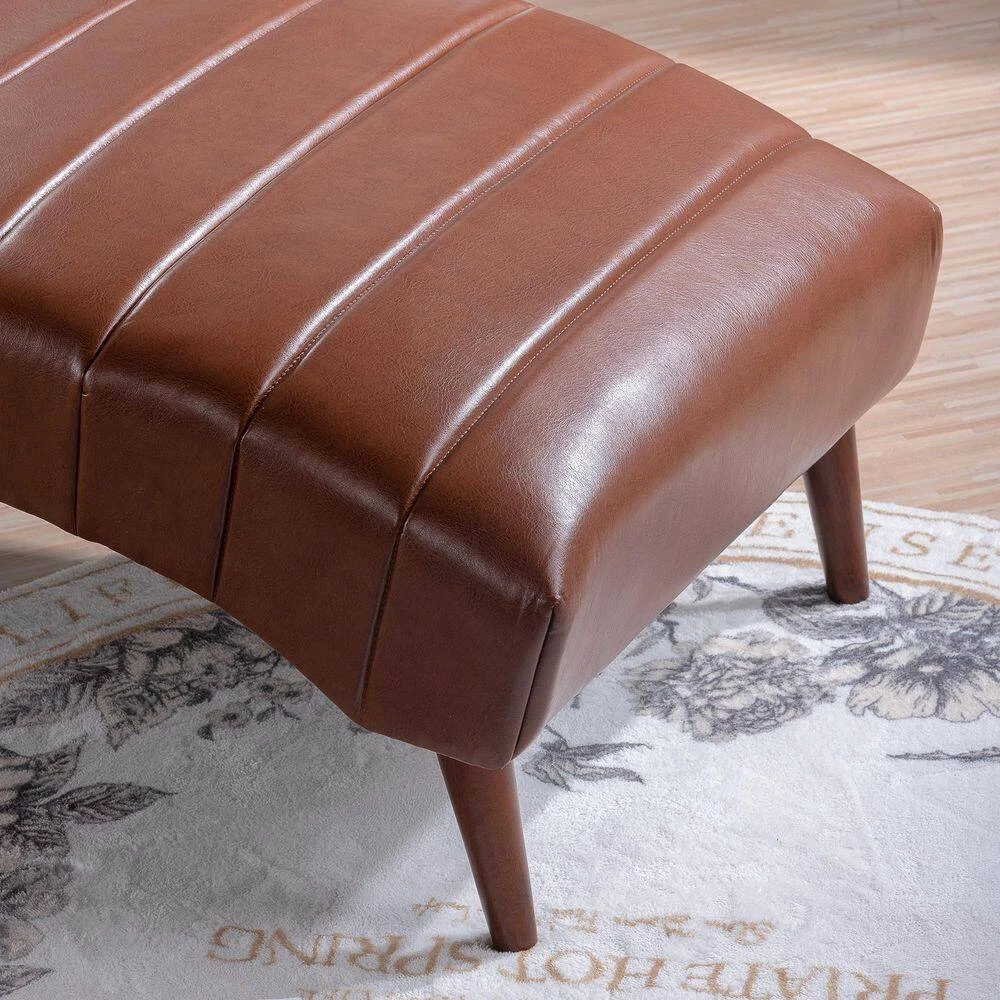 Luxury Bronze PU Armless Chaise Lounge For Bedroom Office Living Room With Wooden Feet by sumyeg 11 Luxury Bronze PU Armless Chaise Lounge For Bedroom Office Living Room With Wooden Feet by sumyeg - Image 9