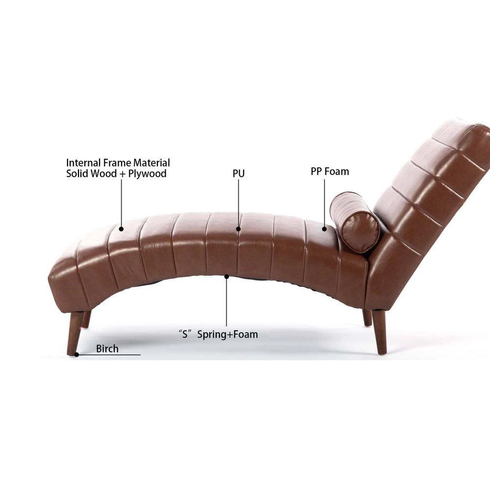 Luxury Bronze PU Armless Chaise Lounge For Bedroom Office Living Room With Wooden Feet by sumyeg 6 Luxury Bronze PU Armless Chaise Lounge For Bedroom Office Living Room With Wooden Feet by sumyeg - Image 4
