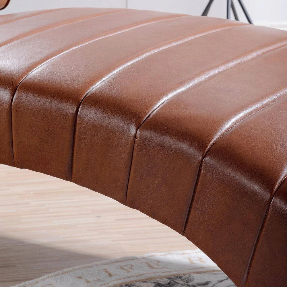 Luxury Bronze PU Armless Chaise Lounge For Bedroom Office Living Room With Wooden Feet by sumyeg 12 Luxury Bronze PU Armless Chaise Lounge For Bedroom Office Living Room With Wooden Feet by sumyeg - Image 10