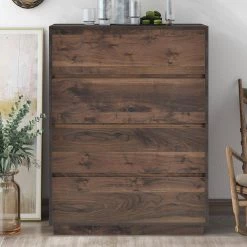 Dark Brown Mid-Century Style 4 Drawers Chest (31.4"L x 15.3"W x 41.3"H) by Polibi 23 Dark Brown Mid-Century Style 4 Drawers Chest (31.4"L x 15.3"W x 41.3"H) by Polibi -Cheap sumyeg Store brown polibi chest of drawers rs dbmfdc 31 1000