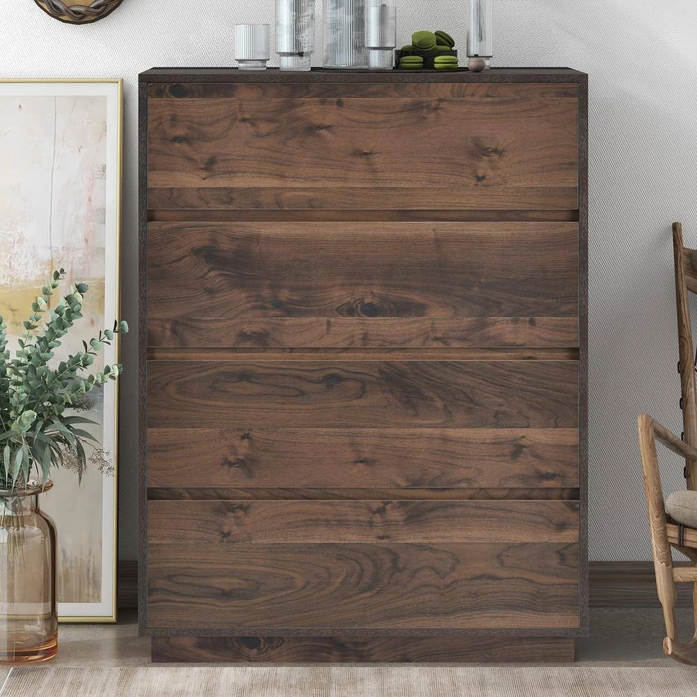 Dark Brown Mid-Century Style 4 Drawers Chest (31.4"L x 15.3"W x 41.3"H) by Polibi 13 Dark Brown Mid-Century Style 4 Drawers Chest (31.4"L x 15.3"W x 41.3"H) by Polibi - Image 11
