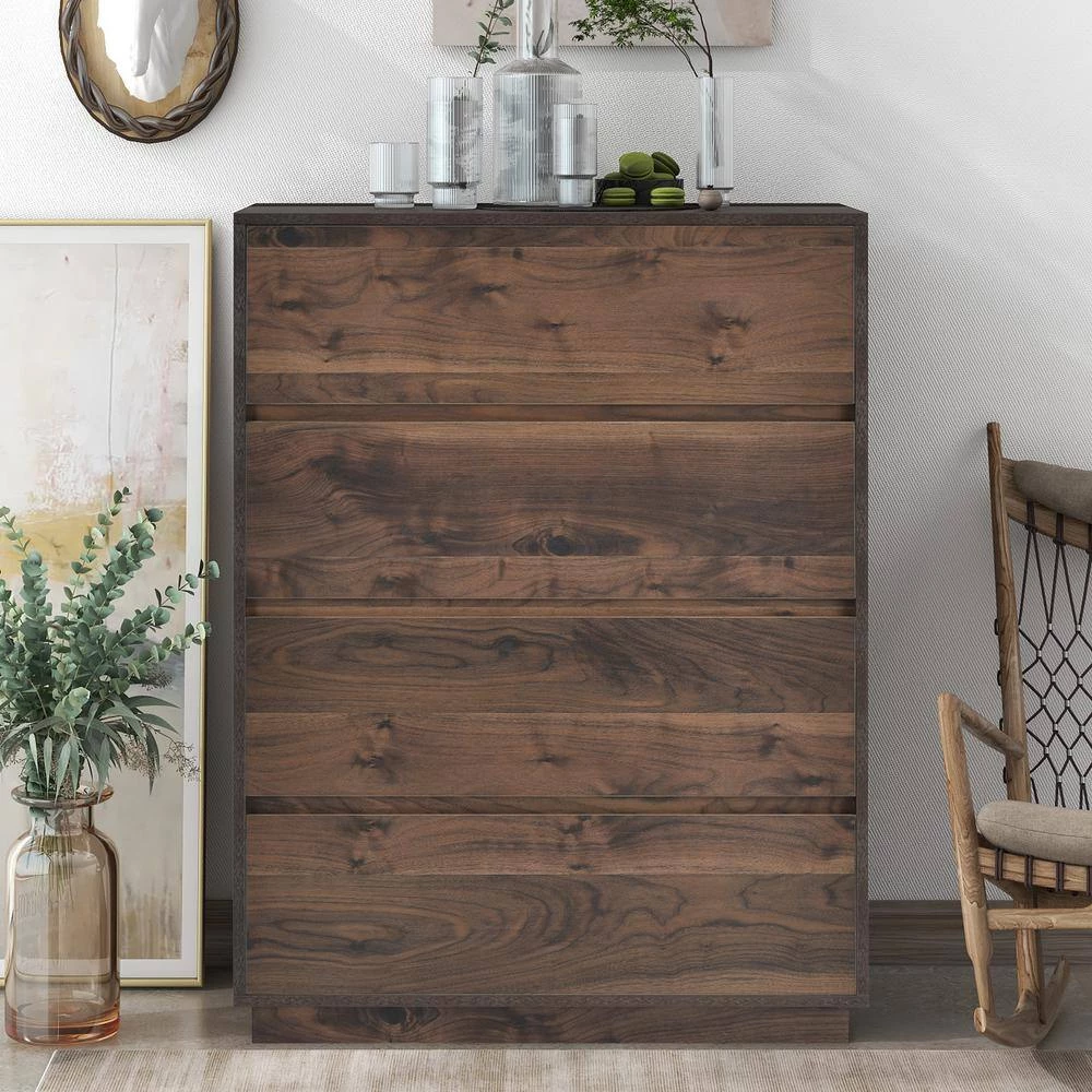 Dark Brown Mid-Century Style 4 Drawers Chest (31.4"L x 15.3"W x 41.3"H) by Polibi 8 Dark Brown Mid-Century Style 4 Drawers Chest (31.4"L x 15.3"W x 41.3"H) by Polibi - Image 6