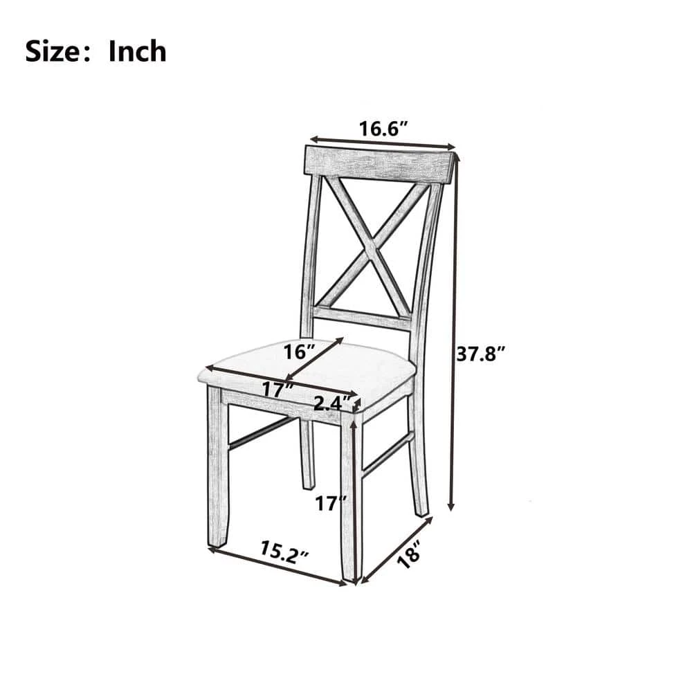 Farmhouse Rustic Wood Kitchen Upholstered Cross Back Dining Chairs in Brown(Set of 2) by Polibi 5 Farmhouse Rustic Wood Kitchen Upholstered Cross Back Dining Chairs in Brown(Set of 2) by Polibi - Image 3