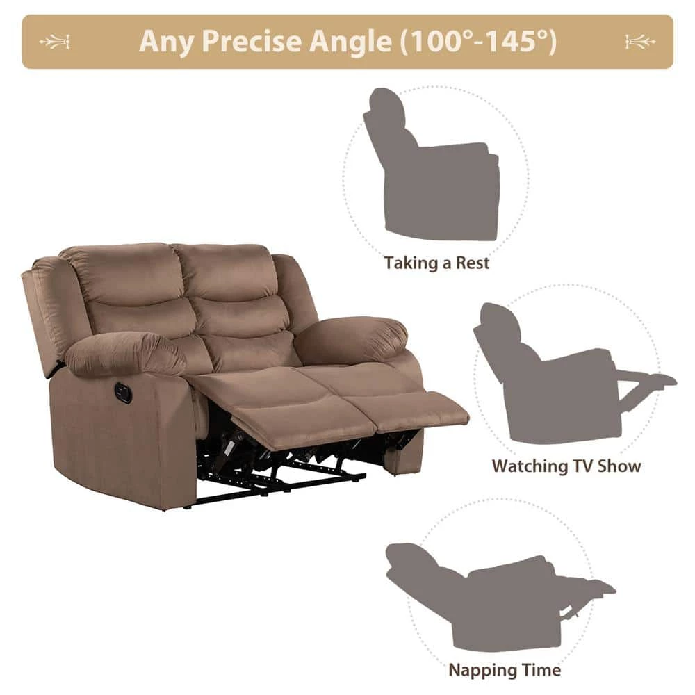 57.00 in. W Brown Velvet Upholstered 2-Seat Loveseat, Home Theater Seating Manual Recliner by Polibi 11 57.00 in. W Brown Velvet Upholstered 2-Seat Loveseat, Home Theater Seating Manual Recliner by Polibi - Image 9