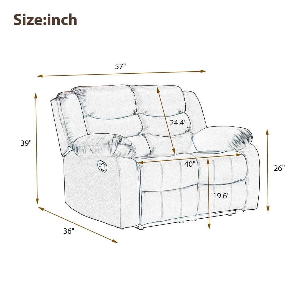 57.00 in. W Brown Velvet Upholstered 2-Seat Loveseat, Home Theater Seating Manual Recliner by Polibi 5 57.00 in. W Brown Velvet Upholstered 2-Seat Loveseat, Home Theater Seating Manual Recliner by Polibi - Image 3