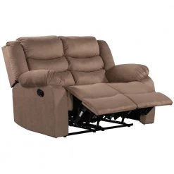 57.00 in. W Brown Velvet Upholstered 2-Seat Loveseat, Home Theater Seating Manual Recliner by Polibi