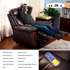 27.90 in. W Massage, Vibration, Heating Multifunctional PU Leather Recliner, Sofa Chair in Brown by Polibi 17 27.90 in. W Massage, Vibration, Heating Multifunctional PU Leather Recliner, Sofa Chair in Brown by Polibi -Cheap sumyeg Store brown polibi recliners rs mrpls 1f 1000