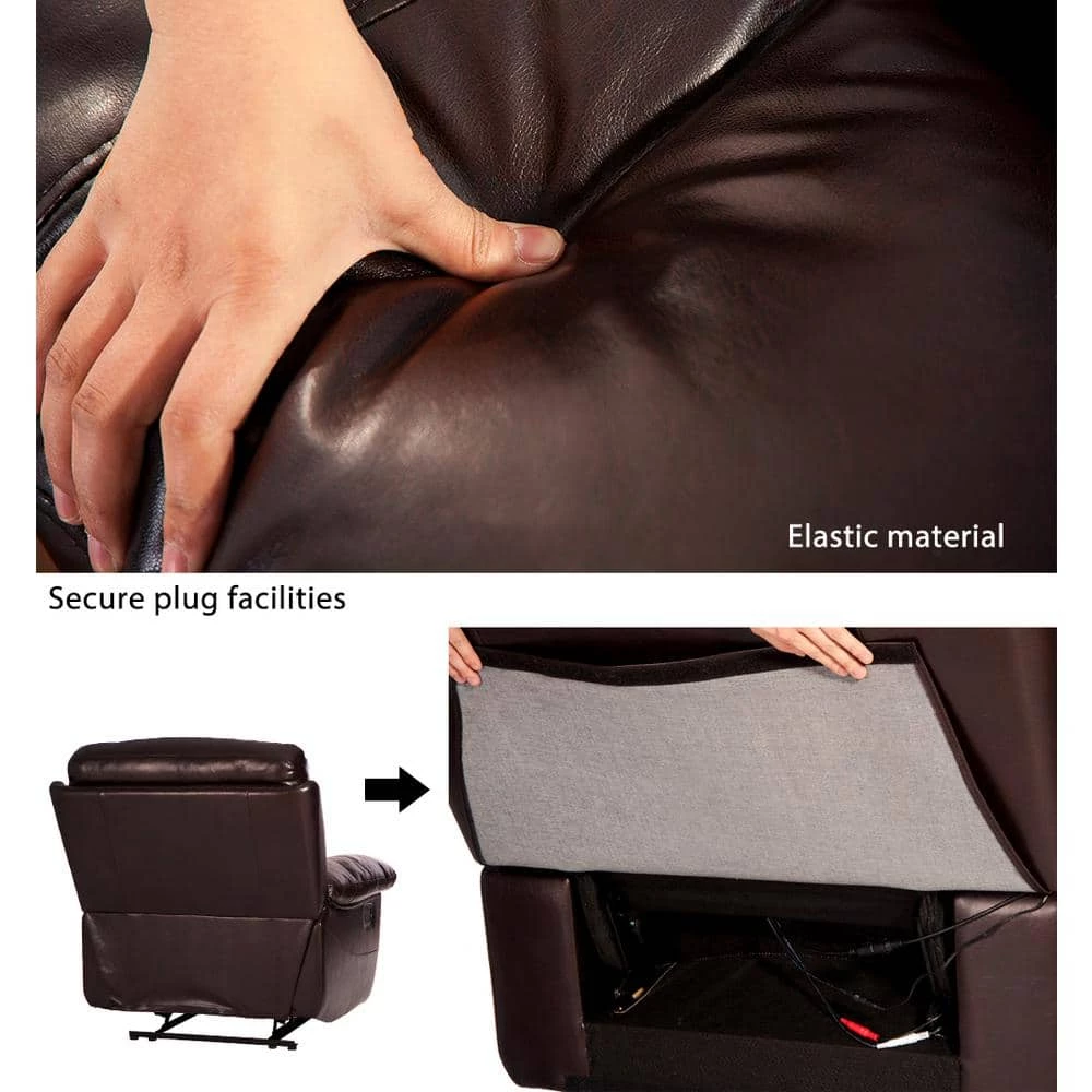 27.90 in. W Massage, Vibration, Heating Multifunctional PU Leather Recliner, Sofa Chair in Brown by Polibi 11 27.90 in. W Massage, Vibration, Heating Multifunctional PU Leather Recliner, Sofa Chair in Brown by Polibi - Image 9