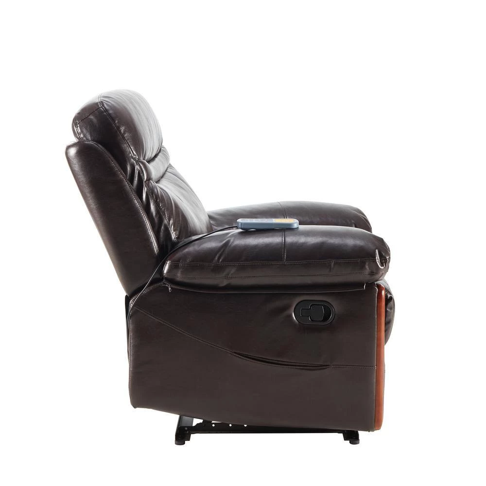 27.90 in. W Massage, Vibration, Heating Multifunctional PU Leather Recliner, Sofa Chair in Brown by Polibi 4 27.90 in. W Massage, Vibration, Heating Multifunctional PU Leather Recliner, Sofa Chair in Brown by Polibi - Image 2