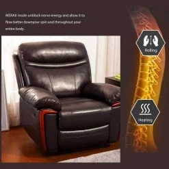 27.90 in. W Massage, Vibration, Heating Multifunctional PU Leather Recliner, Sofa Chair in Brown by Polibi 19 27.90 in. W Massage, Vibration, Heating Multifunctional PU Leather Recliner, Sofa Chair in Brown by Polibi -Cheap sumyeg Store brown polibi recliners rs mrpls fa 1000