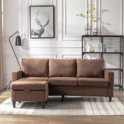 77.90 in. W Square Arm Polyester 3-Seater L-Shape Sectional Sofa in Brown by Polibi 23 77.90 in. W Square Arm Polyester 3-Seater L-Shape Sectional Sofa in Brown by Polibi -Cheap sumyeg Store brown polibi sectional sofas rs 779saps bn 31 1000