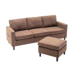 77.90 in. W Square Arm Polyester 3-Seater L-Shape Sectional Sofa in Brown by Polibi 21 77.90 in. W Square Arm Polyester 3-Seater L-Shape Sectional Sofa in Brown by Polibi -Cheap sumyeg Store brown polibi sectional sofas rs 779saps bn fa 1000