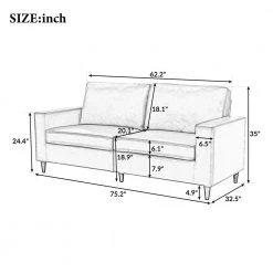 75.20 in. W Square Arm PU Leather Upholstered Modern Style Straight 3-Seat Sofa in Brown by Polibi 14 75.20 in. W Square Arm PU Leather Upholstered Modern Style Straight 3-Seat Sofa in Brown by Polibi -Cheap sumyeg Store brown polibi sofas couches cb ralpus bwt 40 1000