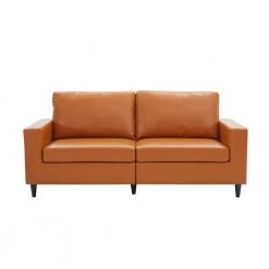 75.20 in. W Square Arm PU Leather Upholstered Modern Style Straight 3-Seat Sofa in Brown by Polibi 18 75.20 in. W Square Arm PU Leather Upholstered Modern Style Straight 3-Seat Sofa in Brown by Polibi -Cheap sumyeg Store brown polibi sofas couches cb ralpus bwt 4f 1000