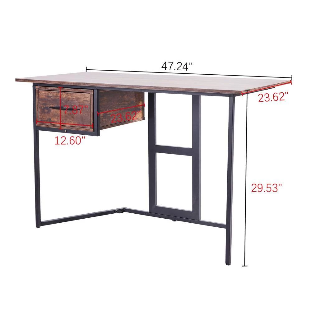 Modern 47 in. W Designed Brown Wood Computer Desk Rectangle Executive Desk with 1-Drawer by sumyeg 8 Modern 47 in. W Designed Brown Wood Computer Desk Rectangle Executive Desk with 1-Drawer by sumyeg - Image 6