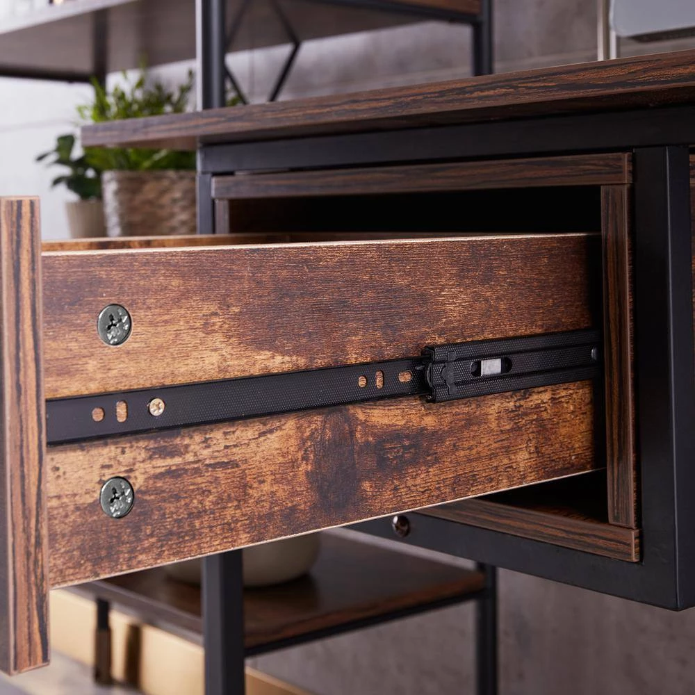 Modern 47 in. W Designed Brown Wood Computer Desk Rectangle Executive Desk with 1-Drawer by sumyeg 5 Modern 47 in. W Designed Brown Wood Computer Desk Rectangle Executive Desk with 1-Drawer by sumyeg - Image 3