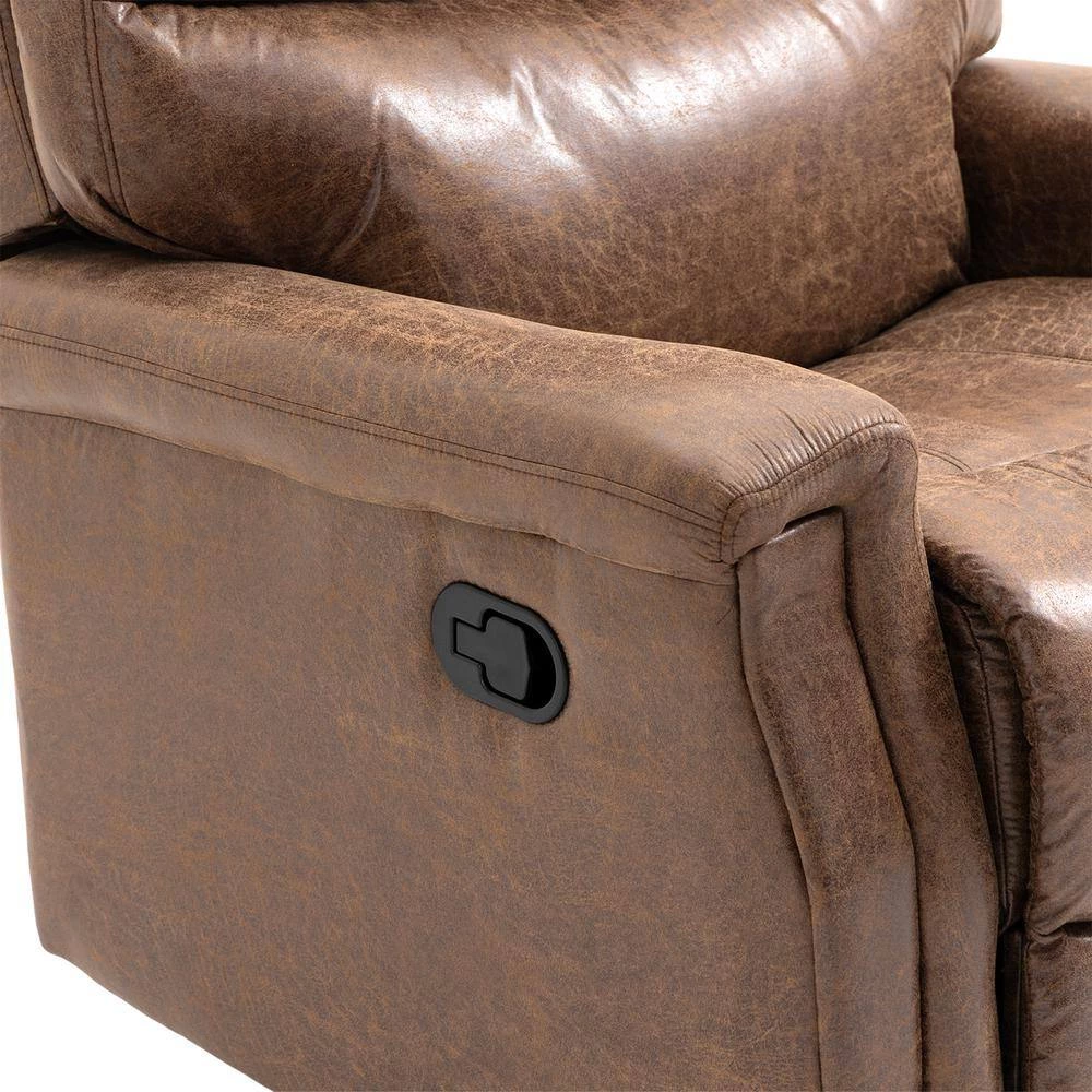 35.5 in. W Modern Brown Microfiber Manual Glider Standard Recliner Lounge Sofa Chair by sumyeg 7 35.5 in. W Modern Brown Microfiber Manual Glider Standard Recliner Lounge Sofa Chair by sumyeg - Image 5