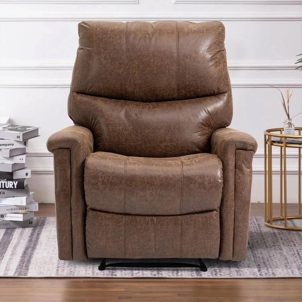 35.5 in. W Modern Brown Microfiber Manual Glider Standard Recliner Lounge Sofa Chair by sumyeg 9 35.5 in. W Modern Brown Microfiber Manual Glider Standard Recliner Lounge Sofa Chair by sumyeg - Image 7
