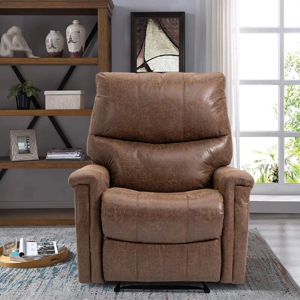 35.5 in. W Modern Brown Microfiber Manual Glider Standard Recliner Lounge Sofa Chair by sumyeg 4 35.5 in. W Modern Brown Microfiber Manual Glider Standard Recliner Lounge Sofa Chair by sumyeg - Image 2