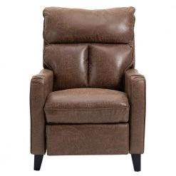 Contemporary Brown Manual Glider Club Microfiber Recliner With 1 Position by sumyeg