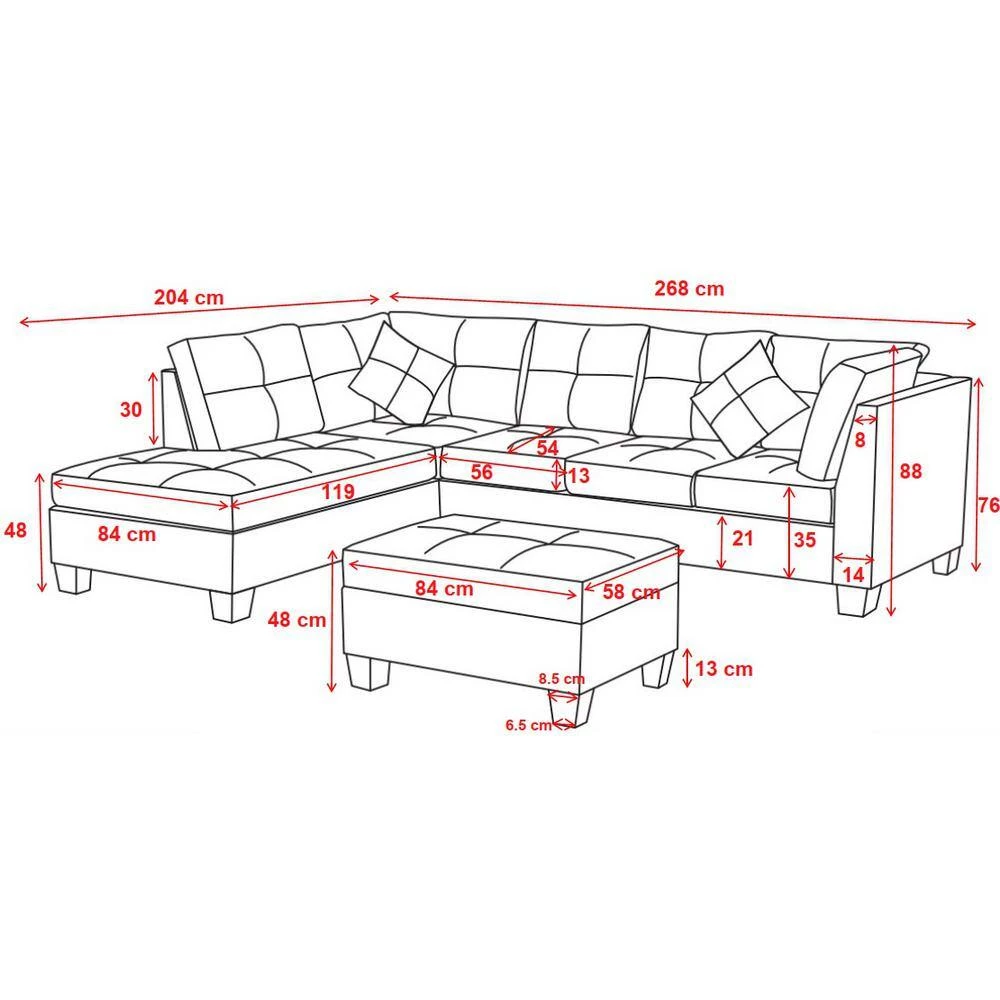 79.6 in. Width 3-Piece Linen Left Facing Loveseat Sectional Sofa in Brown With Ottoman by sumyeg 7 79.6 in. Width 3-Piece Linen Left Facing Loveseat Sectional Sofa in Brown With Ottoman by sumyeg - Image 5