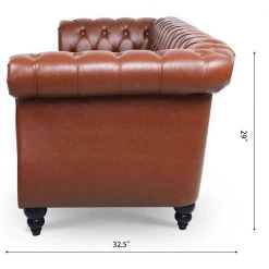 84 in. Wide Rolled Arm PU Leather Curved Sofa Seating 3-Seater Sofa with Reversible Cushions in Brown by sumyeg 18 84 in. Wide Rolled Arm PU Leather Curved Sofa Seating 3-Seater Sofa with Reversible Cushions in Brown by sumyeg -Cheap sumyeg Store brown sumyeg sofas couches su ch3534bn3 1d 1000