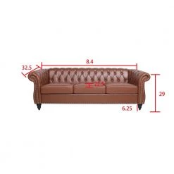 84 in. Wide Rolled Arm PU Leather Curved Sofa Seating 3-Seater Sofa with Reversible Cushions in Brown by sumyeg 23 84 in. Wide Rolled Arm PU Leather Curved Sofa Seating 3-Seater Sofa with Reversible Cushions in Brown by sumyeg -Cheap sumyeg Store brown sumyeg sofas couches su ch3534bn3 1f 1000