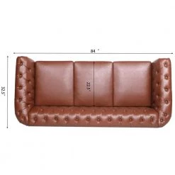 84 in. Wide Rolled Arm PU Leather Curved Sofa Seating 3-Seater Sofa with Reversible Cushions in Brown by sumyeg 20 84 in. Wide Rolled Arm PU Leather Curved Sofa Seating 3-Seater Sofa with Reversible Cushions in Brown by sumyeg -Cheap sumyeg Store brown sumyeg sofas couches su ch3534bn3 77 1000
