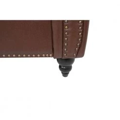 32.5 in. Round Arm Rolled Arm PU Leather Chesterfield 3-Seater Curved Sofa with Reversible Cushions in Brown by sumyeg -Cheap sumyeg Store brown sumyeg sofas couches sy 6w45 4f 1000